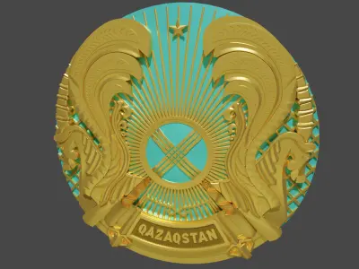 The State emblem of the Republic of Kazakhstan 3D model