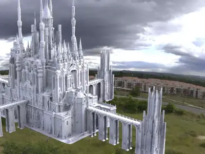 Fantasy architecture Grand enhanced complex with bridges  epic  3D model
