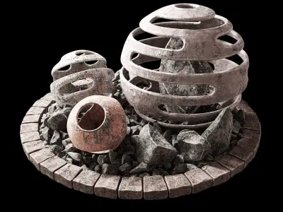 Flowerbed with stone decor 3D model