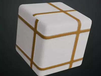 Modern White Plaster Square Tiles with Gold Grout PBR Seamless Texture