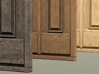 Front Wooden Double Door old dirty Free low-poly 3D model