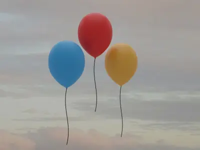 Red blue yellow balloon Free low-poly 3D model