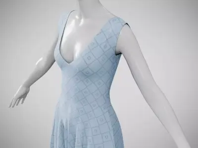 Dress 21 Light Blue Low-poly 3D model