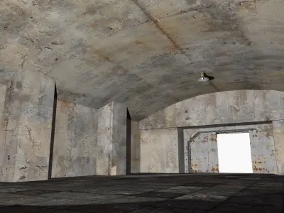 bunker with various underground rooms Low-poly 3D model