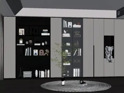Modern Light Luxury Bookcase 3D model