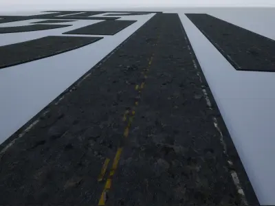 Fine-Destroyed American Striped-Lined Modular Roads Low-poly 3D model