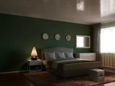 Bedroom with walls and furniture Free 3D model purchase