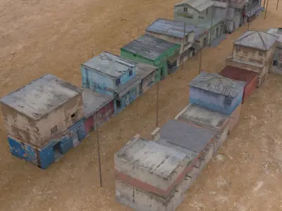 Shanty Town Buildings 2 Town Blocks in obj format Low-poly 3D model