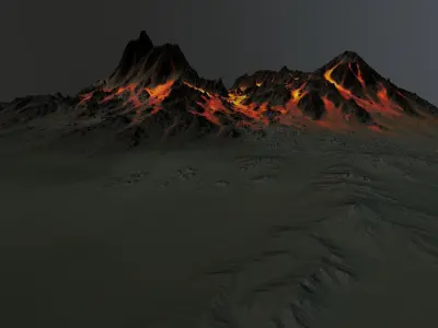 Volcano Terrain Low-poly 3D model