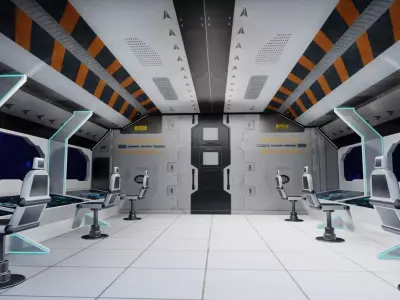 Sci-Fi Interior Station Low-poly 3D model