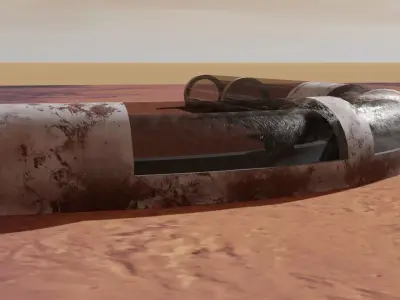 Sci-fi tunnel Low-poly 3D model