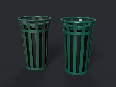 Street Trash Can 6 PBR Game Ready Low-poly 3D model