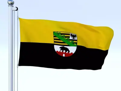 Animated Saxony-Anhalt German State Flag Low-poly 3D model