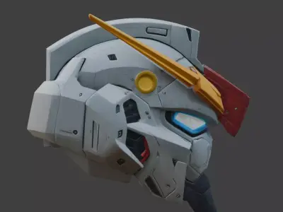 Cyber-Mecha Commander Helmet 3D Model Low-poly 3D model