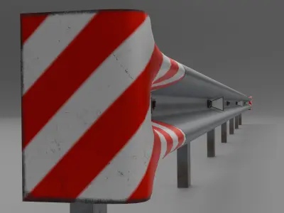 Metal road fence Low-poly 3D model