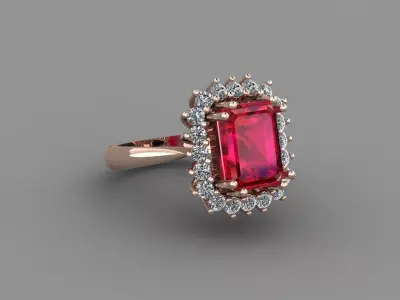 Rose Gold Women Diamond Ring 3D print model 3D print model 58