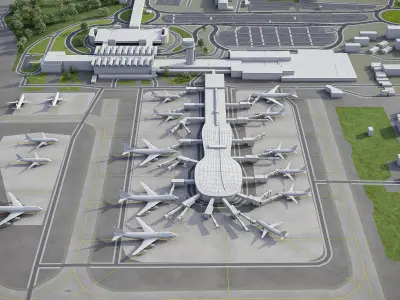 Bucharest Airport Low-poly 3D model