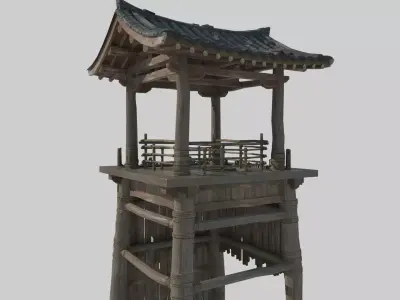Ancient Asian Architectural Watchtower 3D model