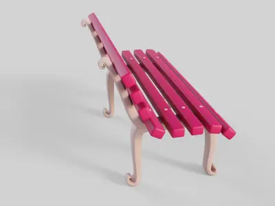Cartoon Bench 7 3D model