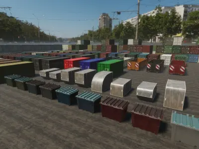 Container collection HQ Low-poly 3D model