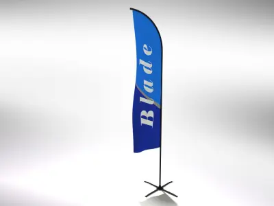 Blade Flag - Animated Exhibition Flag Low-poly 3D model