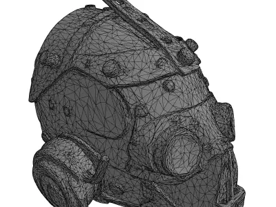 Steampunk PostApocalyptic Gas Mask Helmet Low-poly 3D model