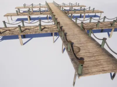 wooden pier - Game Ready - AR VR Low-poly 3D model