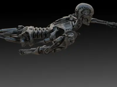 Damaged T-800 Terminator Crawling No Legs 3D Model Low-poly 3D model