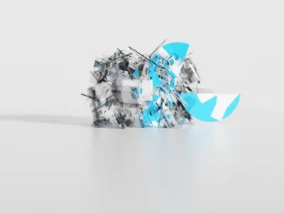 Exploding Glass Cube 3D Intro Logo Reveal Template for Blender Low-poly 3D model