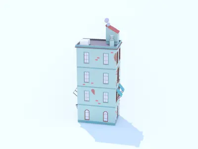 Italian Building number 1 Low Poly Low-poly 3D model