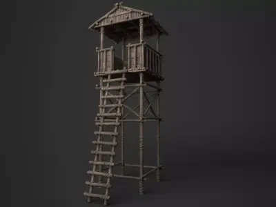 Wooden Watchtower D Low-poly 3D model