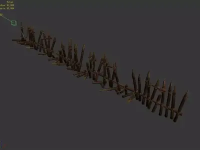 Broken - Wood Fence 02 3D model