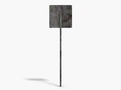 Damaged Bus Stop Sign Low-poly 3D model