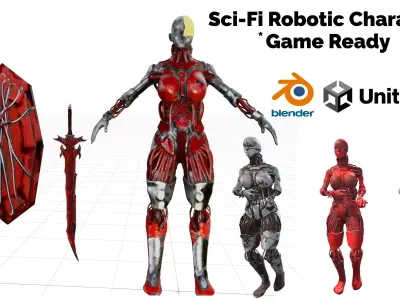 cyberpunk sci fi character girl pack game ready mixamo friendly  Low-poly 3D model