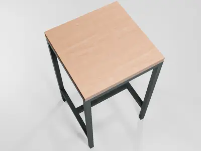 Light Oak and Brushed Steel Stool 3D print model