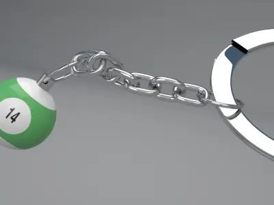14 Snooker Ball with Keychain 3D model