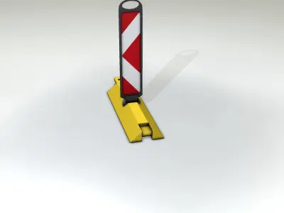 Yellow guide barrier 19 pointing left 628-11 Low-poly 3D model