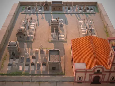 Colonial Graveyard Pack Low-poly 3D model