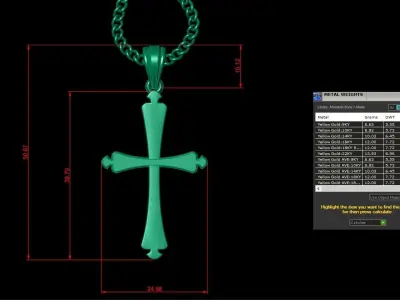 Light Gold 18K Cross Pendant 1CP022 3D print model purchase