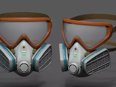 Gas mask helmet 3d model military combat fantasy futuristic  Low-poly 3D model