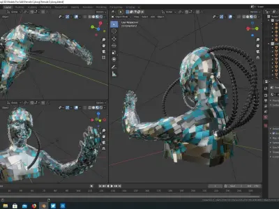 Female Cyborg character upper bust section 3D model
