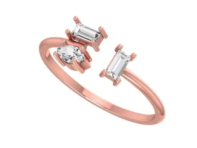 Three Stone Light Weight Band Ring 3D print model 4