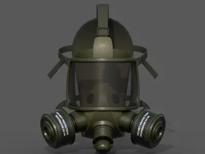 Gas mask helmet 3d model military combat  Low-poly 3D model