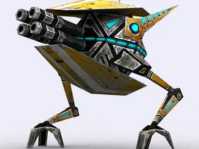 3DRT - Warbots Mechanoids Low-poly 3D model