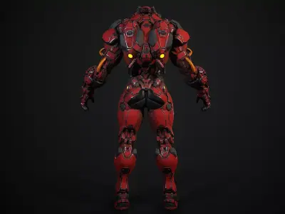 Titanium Guardian Low Poly Sci-Fi Character Low-poly 3D model