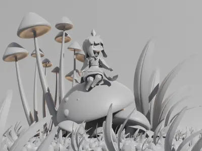 ALICE with a shroomm Low-poly 3D model