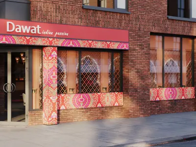 Indian Restaurant Interior  Exterior 3D Model 3D model