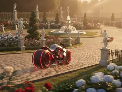 Crimson Flux Cyberbike Low-poly 3D model