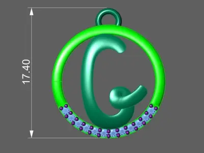 Initial Letter Pendant G 3D print model