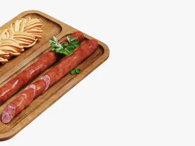 Beer set with hunting sausages 3D model